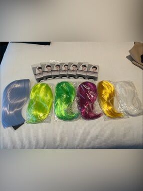 6 Assorted WIGS Synthetic Hair Color  - Bright Multi Colors